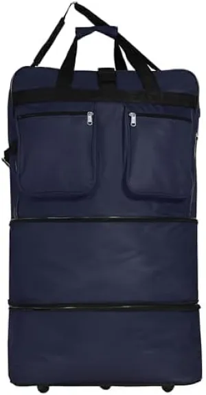 40" Duffle Bag Expandable Rolling Lightweight Wheeled Spinner Suitcase Luggage for Travel and Storage (Navy Blue)