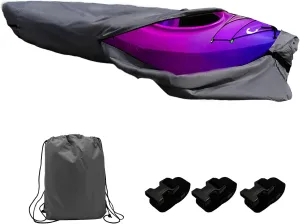 420D 10 ft Kayak Cover Canoe Cover Paddle Board Cover Boat Storage Cover Outdoor Waterproof Dustproof for Fishing Boat, Kayak, Canoe, Grey