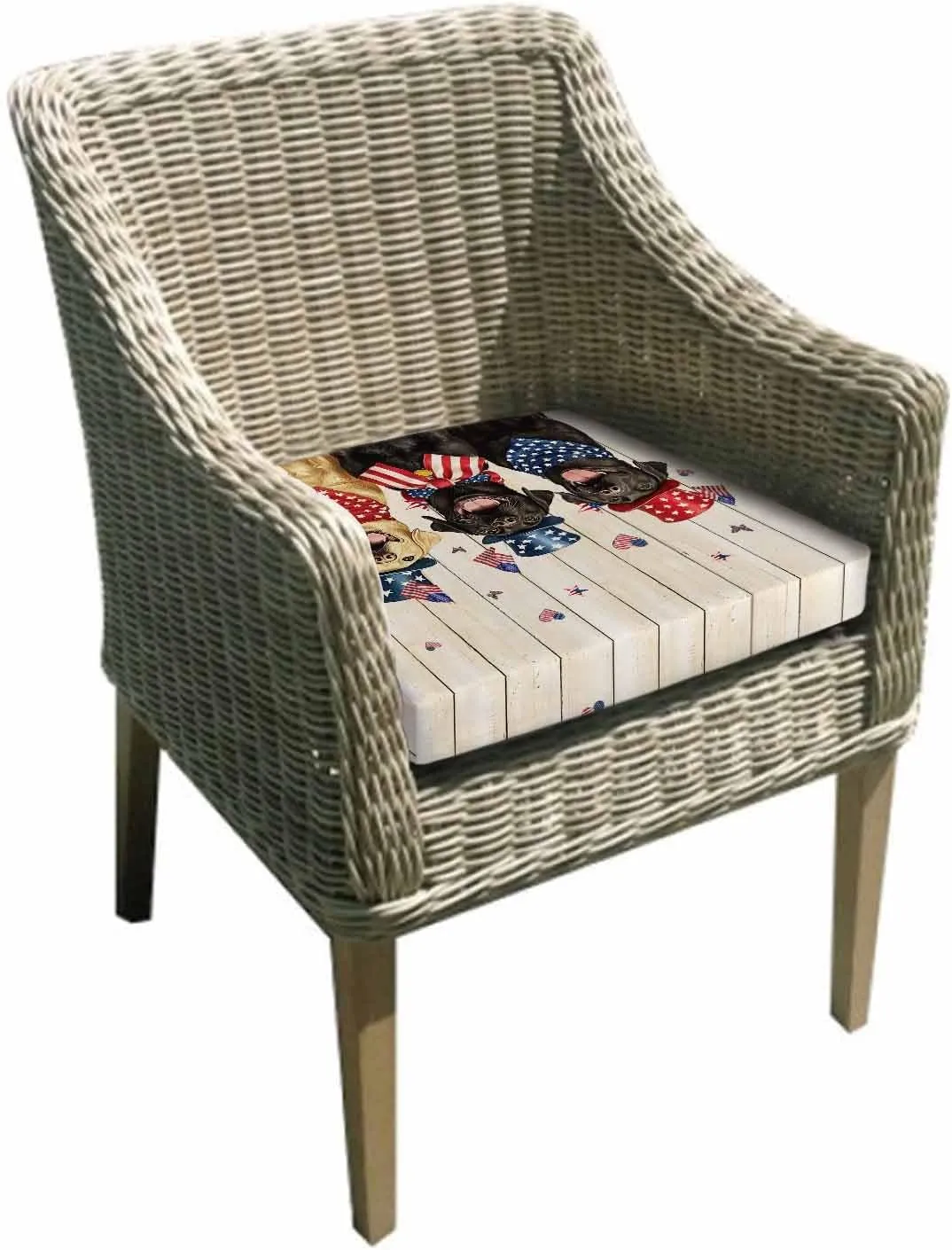 4th of July Outdoor Cushion Chair Cover Set of 2 - Waterproof Couch Seat Covers, Black Yellow Dogs Independence Day Wooden Patio Furniture Protector Cushions Slipcovers for Sofa/RV, 22"x22"x4"