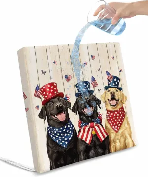 4th of July Outdoor Cushion Chair Cover Set of 2 - Waterproof Couch Seat Covers, Black Yellow Dogs Independence Day Wooden Patio Furniture Protector Cushions Slipcovers for Sofa/RV, 22"x22"x4"