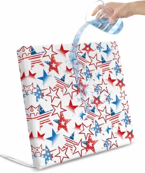 4th of July Outdoor Cushion Chair Cover Set of 2 - Waterproof Couch Seat Covers, Navy Blue Red Star Independence Day Patio Furniture Protector Cushions Slipcovers for Sofa/RV, 22"x22"x4"