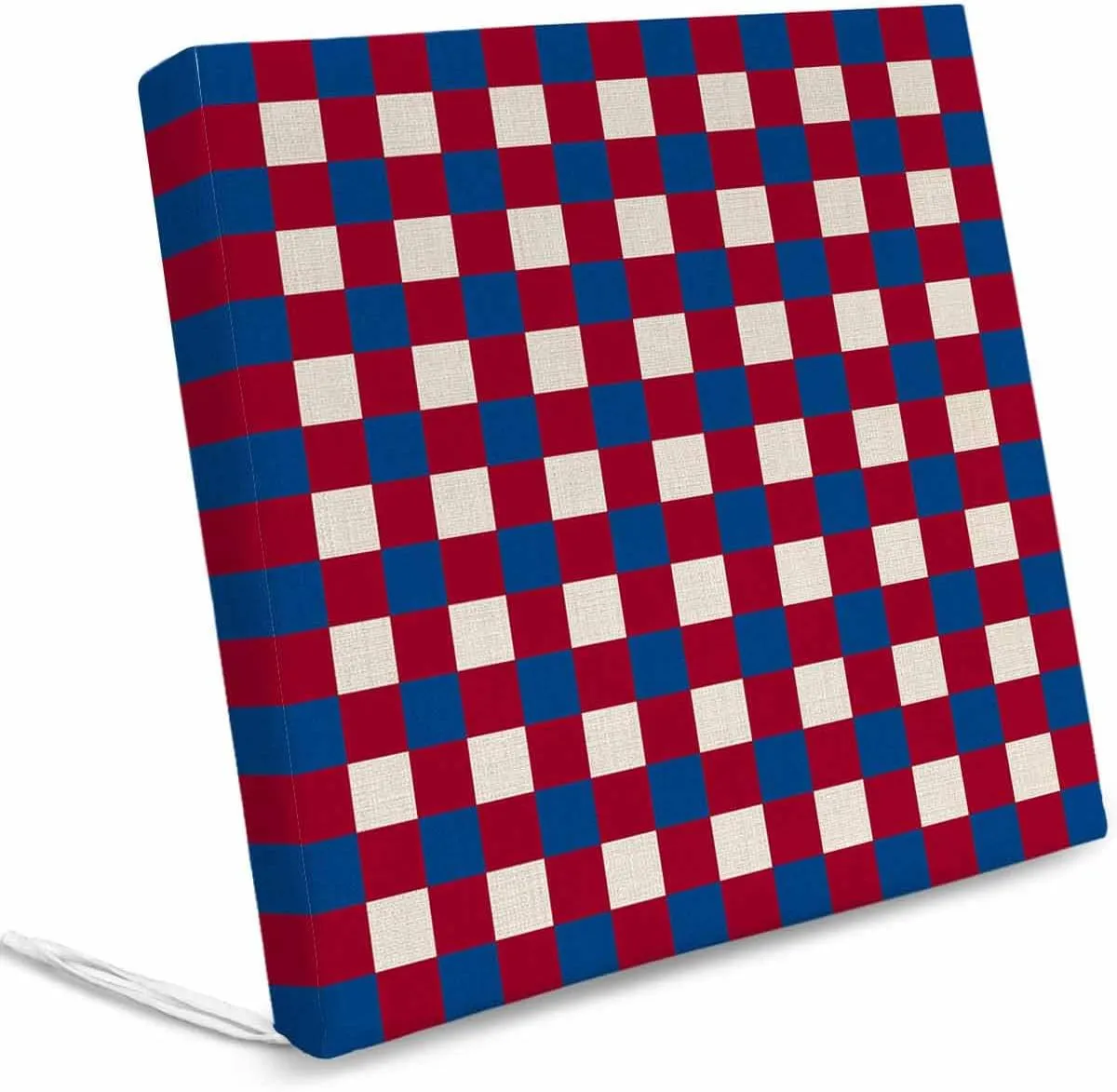 4th of July Red Blue Plaid Outdoor Cushion Chair Cover Set of 2 - Waterproof Couch Seat Covers, Independence Day Checkered Patio Furniture Protector Cushions Slipcovers for Sofa/RV, 22"x22"x4"