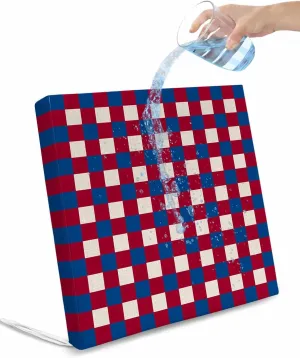 4th of July Red Blue Plaid Outdoor Cushion Chair Cover Set of 2 - Waterproof Couch Seat Covers, Independence Day Checkered Patio Furniture Protector Cushions Slipcovers for Sofa/RV, 22"x22"x4"