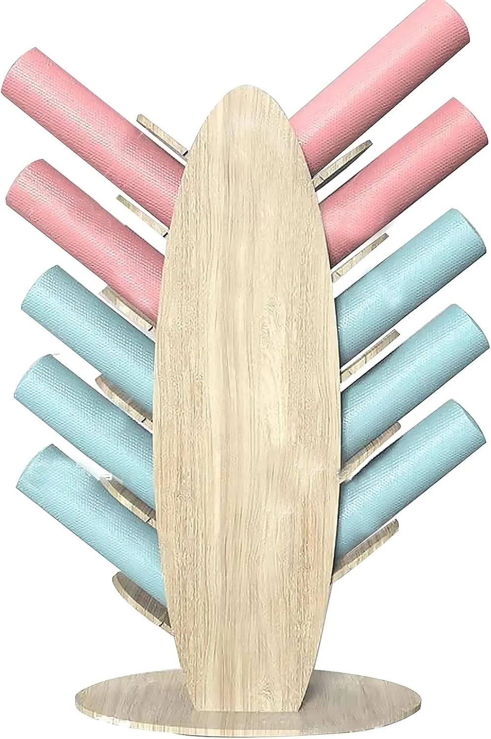 5 Layer Double-Side Yoga Mat Storage Rack, Tree-Shape Foam Roller Organizer Holder Floor Standing, for Kindergarten/Gym/Studio, Heavy Duty Solid Wood Frame