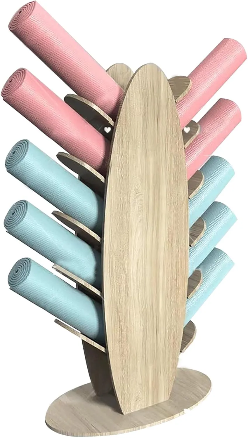 5 Layer Double-Side Yoga Mat Storage Rack, Tree-Shape Foam Roller Organizer Holder Floor Standing, for Kindergarten/Gym/Studio, Heavy Duty Solid Wood Frame