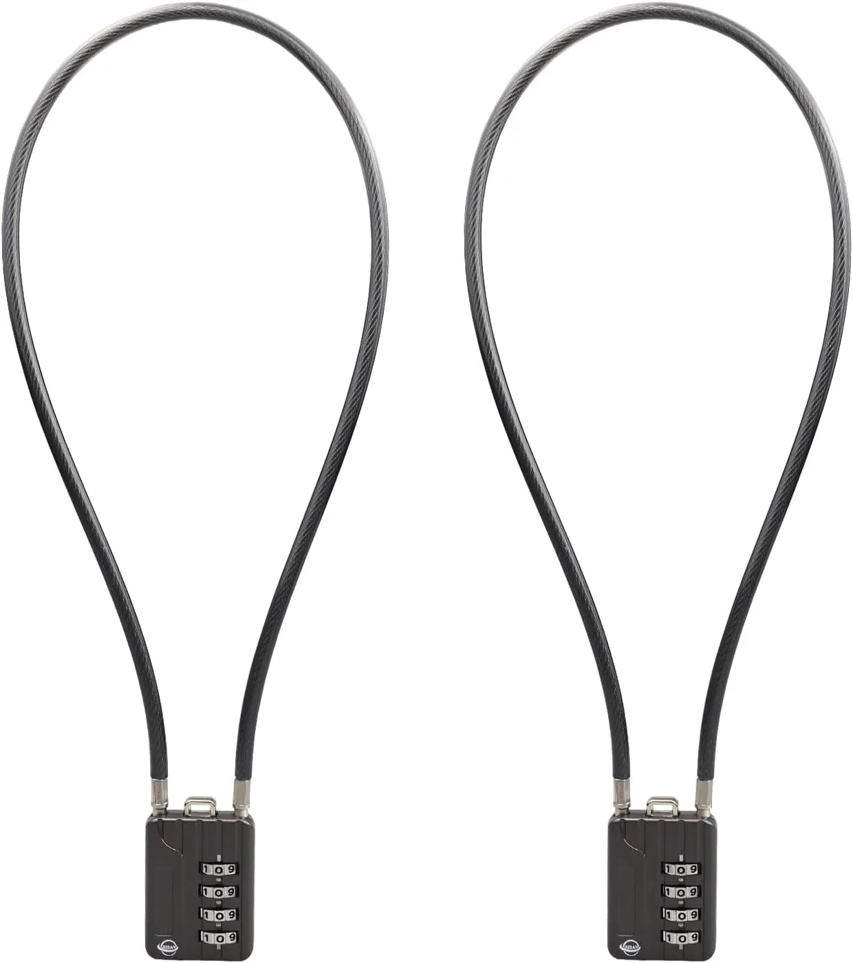 50CM/20in Long Cable Locks Cable 4-Digit Combination Lock Re-settable Combination Security Cable Lock Luggage Suitcase Gun Helmet Gun Black 2-Pack