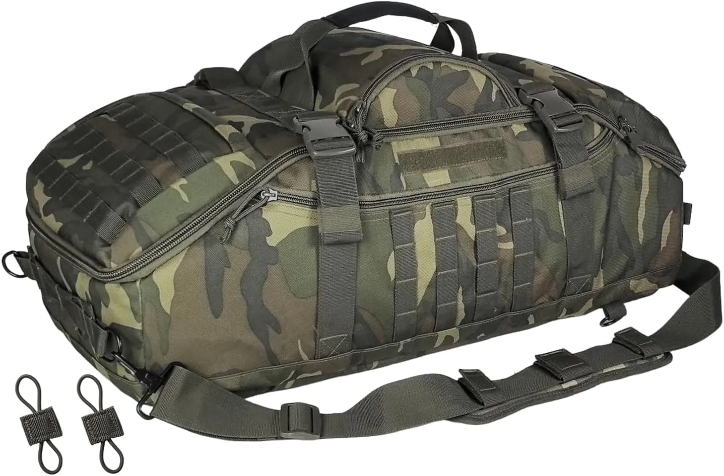 55L Large Duffle Bag, 3-in-1 Tactical Backpack MOLLE Pack for Sports, Gym, Outdoor, US Woodland