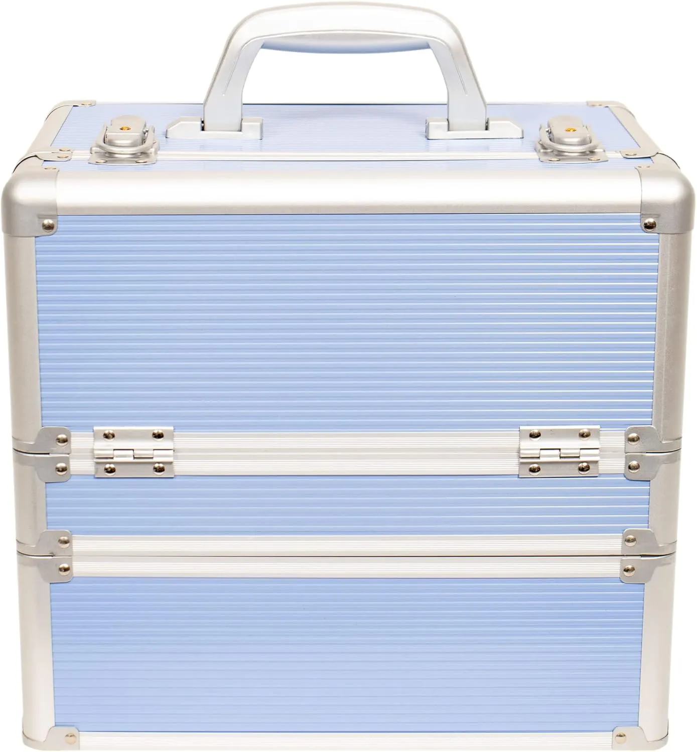 6 in 1 Professional Aluminum Interchangeable Rolling Makeup Train Case Large Capacity Trolley Travel Storage Cosmetic Organizer Portable Extra Lid