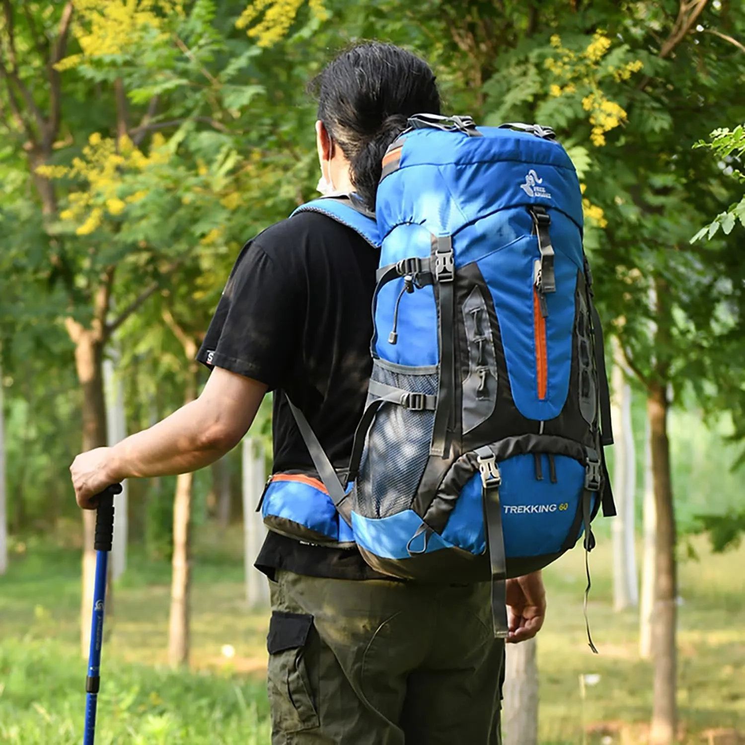 60L Hiking Camping Backpack with Rain Cover, Waterproof Large Capacity Outdoor Sport Travel Daypack Climbing Touring (Army Green)
