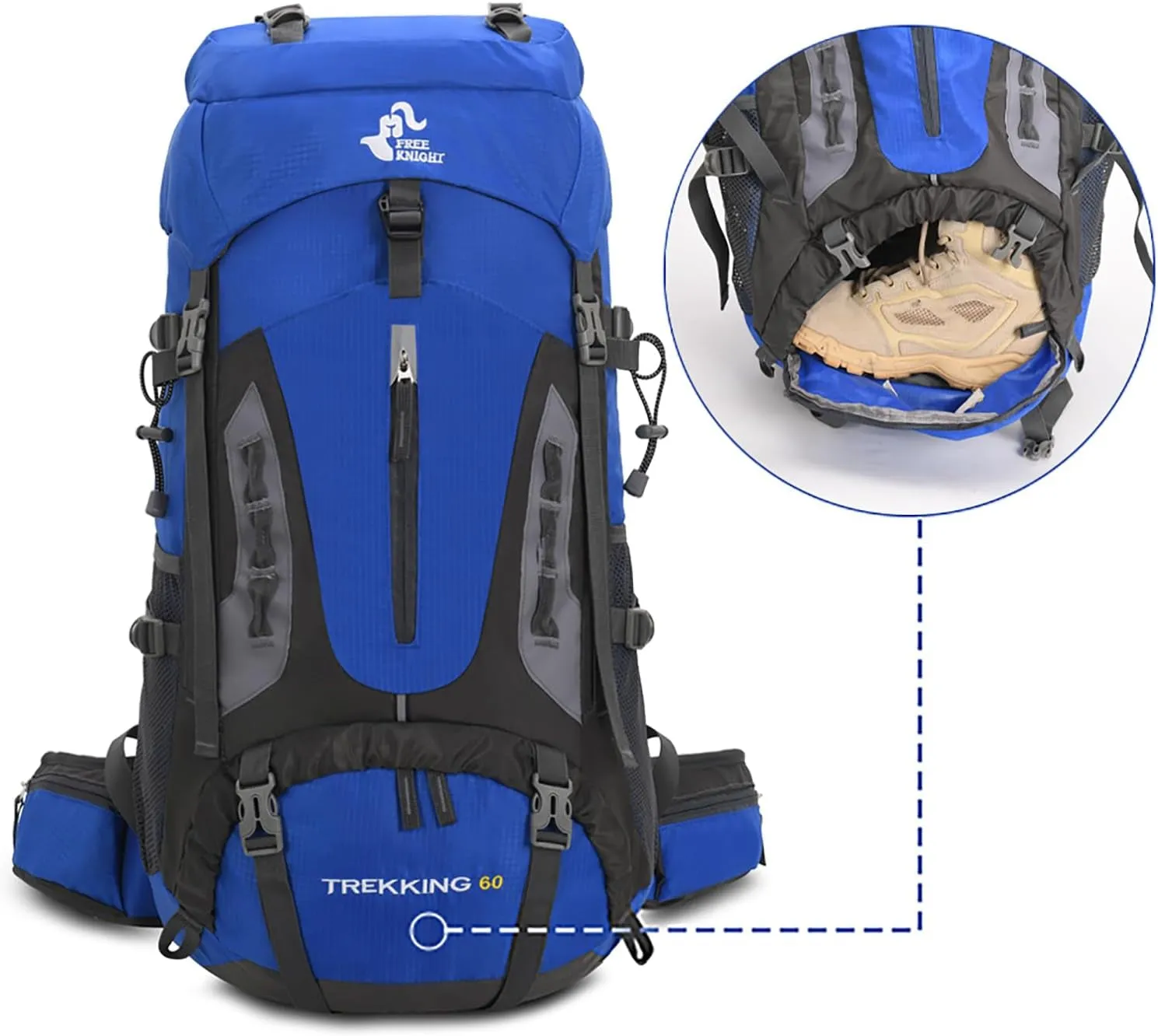 60L Hiking Camping Backpack with Rain Cover, Waterproof Large Capacity Outdoor Sport Travel Daypack Climbing Touring (Army Green)