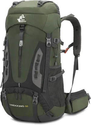 60L Hiking Camping Backpack with Rain Cover, Waterproof Large Capacity Outdoor Sport Travel Daypack Climbing Touring (Army Green)