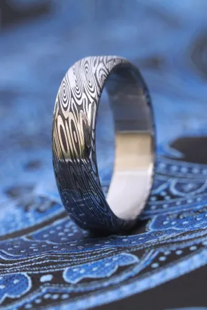 6mm dark black coral Customizable ring! Damascus steel ring, damascus damasteel  ring, genuine damascus men's rings