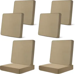 8Pcs Patio Cushion Covers Stretch Outdoor Couch Cushion Covers Slipcovers Sets Replacement Furniture Sofa Chair Seat Couch Washable(Khaki Yellow)