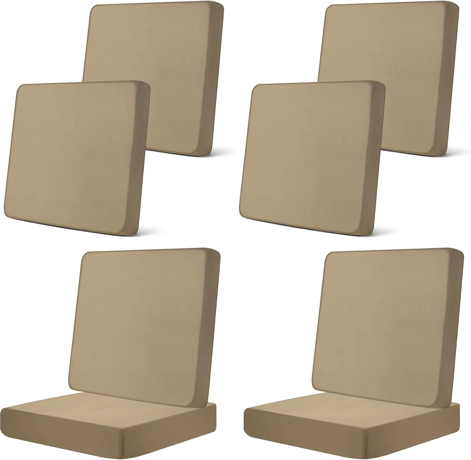 8Pcs Patio Cushion Covers Stretch Outdoor Couch Cushion Covers Slipcovers Sets Replacement Furniture Sofa Chair Seat Couch Washable(Khaki Yellow)