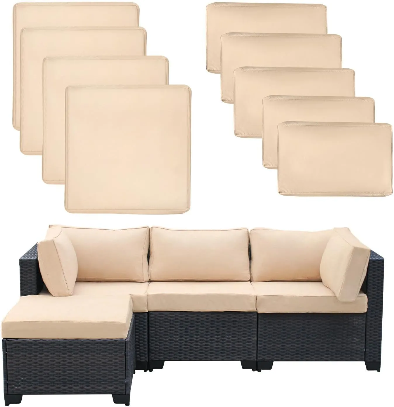 9 Pcs Patio Cushion Covers Outdoor Cushion Cover Replacement for Patio Furniture Sofa Couch Slipcovers,Outdoor Sofa Covers Patio Slipcovers Waterproof with Zipper for Furniture, Covers Only