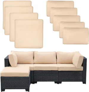 9 Pcs Patio Cushion Covers Outdoor Cushion Cover Replacement for Patio Furniture Sofa Couch Slipcovers,Outdoor Sofa Covers Patio Slipcovers Waterproof with Zipper for Furniture, Covers Only