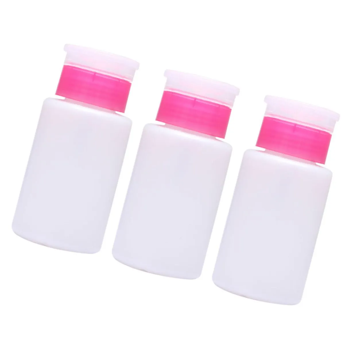 9pcs Lockable Nail Remover Bottle Push down Pump Convenient Plastic Dispenser for Makeup Remover Toner Travel Storage White