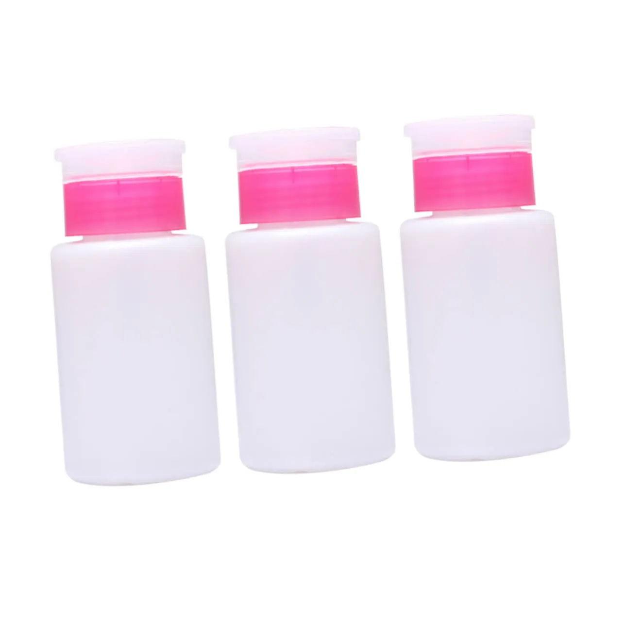 9pcs Lockable Nail Remover Bottle Push down Pump Convenient Plastic Dispenser for Makeup Remover Toner Travel Storage White