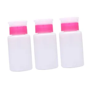 9pcs Lockable Nail Remover Bottle Push down Pump Convenient Plastic Dispenser for Makeup Remover Toner Travel Storage White