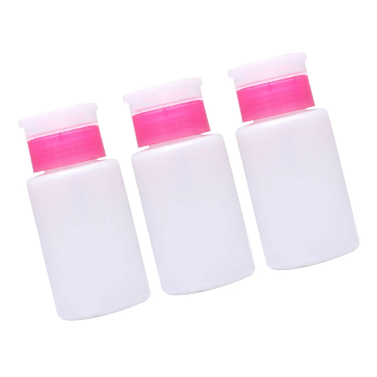 9pcs Lockable Nail Remover Bottle Push down Pump Convenient Plastic Dispenser for Makeup Remover Toner Travel Storage White