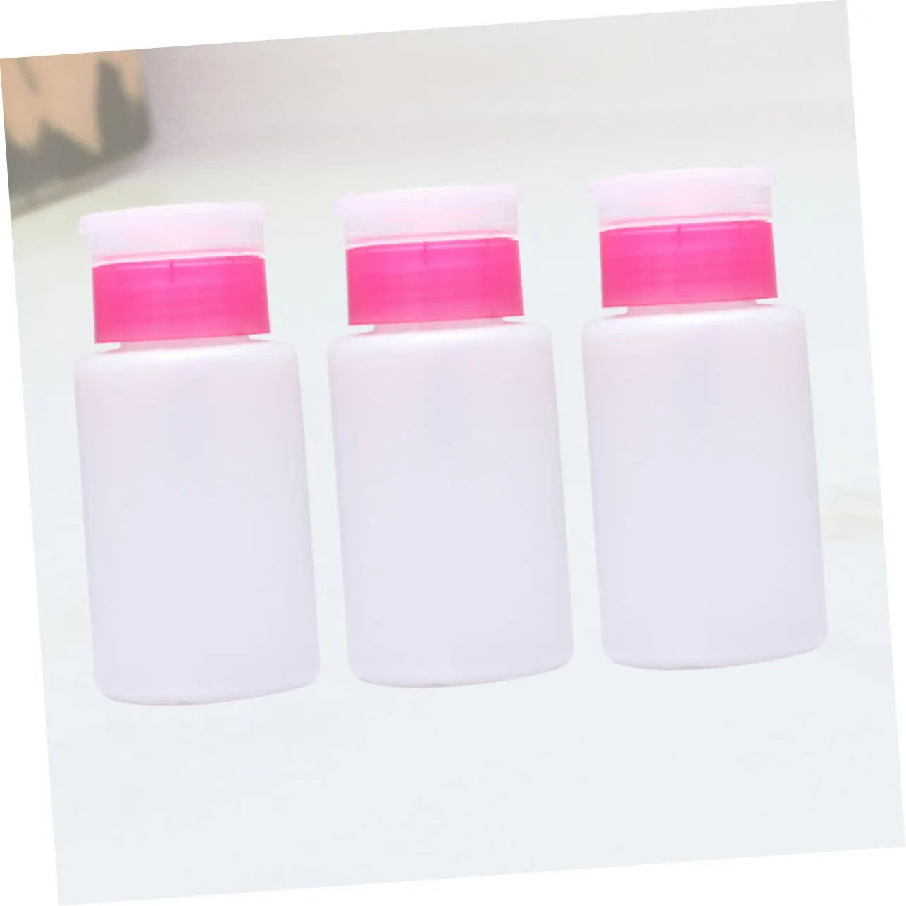 9pcs Lockable Nail Remover Bottle Push down Pump Convenient Plastic Dispenser for Makeup Remover Toner Travel Storage White