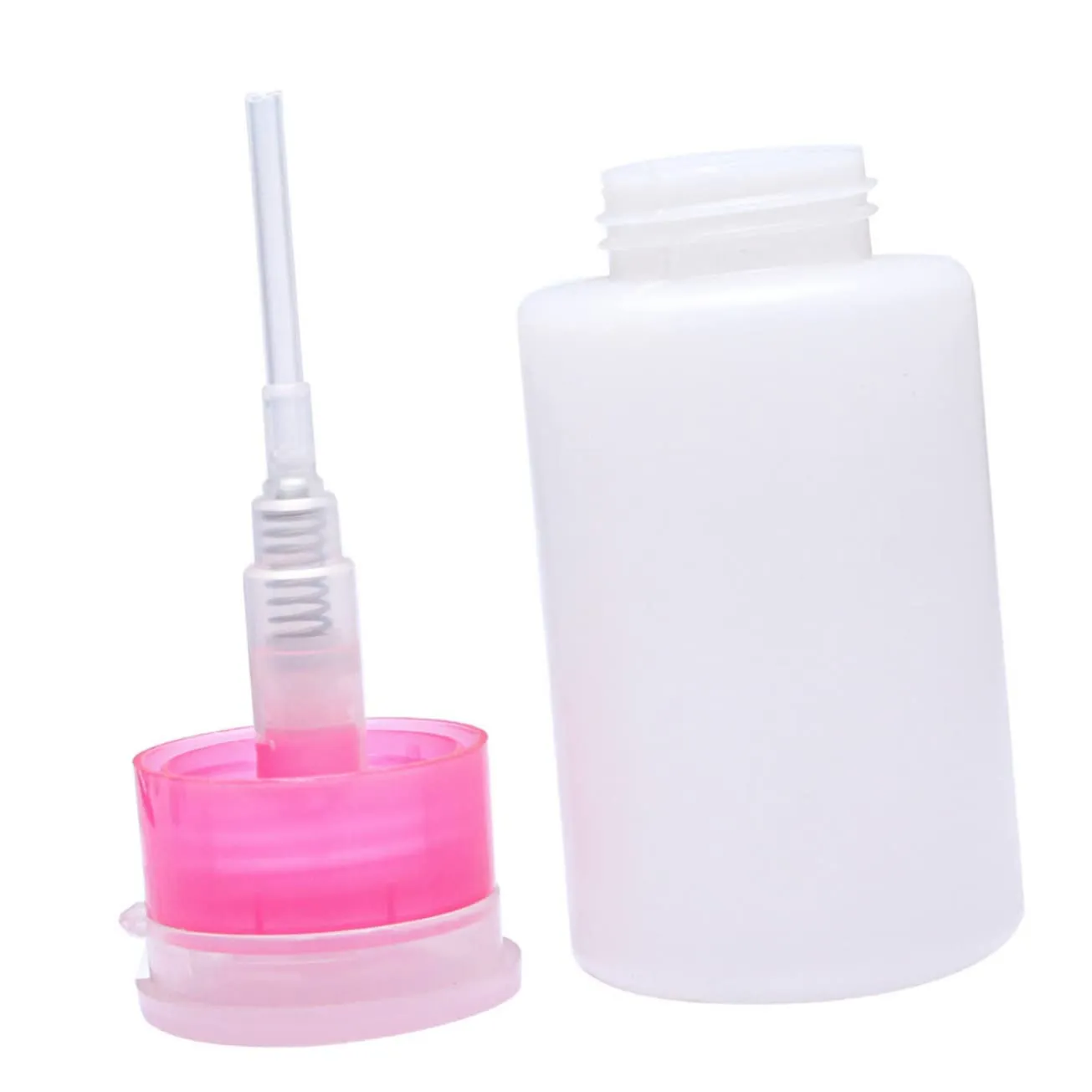 9pcs Lockable Nail Remover Bottle Push down Pump Convenient Plastic Dispenser for Makeup Remover Toner Travel Storage White