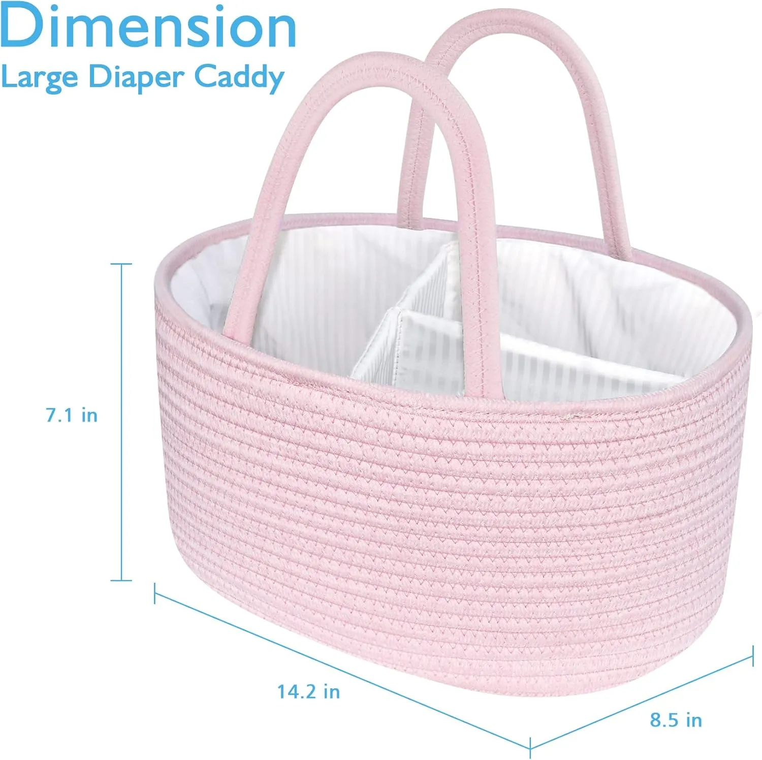 ABenkle Diaper Caddy Organizer - Cotton Rope Nursery Storage Basket for Baby Essentials, Boys & Girls Shower Gift, Changing Table Organizer