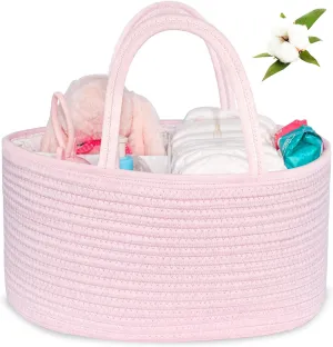 ABenkle Diaper Caddy Organizer - Cotton Rope Nursery Storage Basket for Baby Essentials, Boys & Girls Shower Gift, Changing Table Organizer