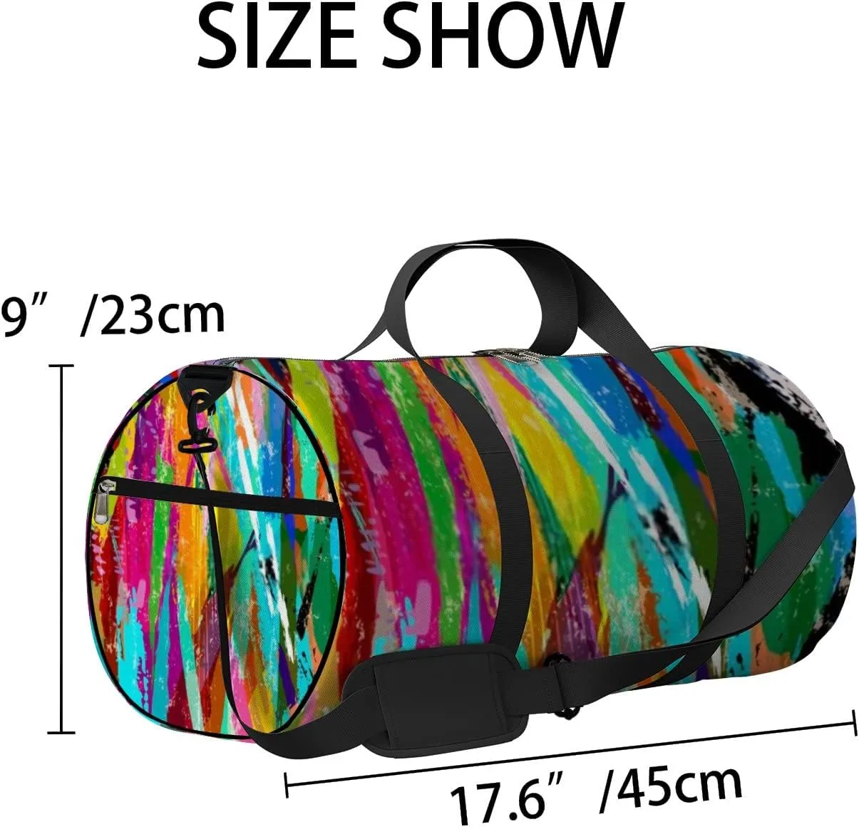 Abstract Background Composition Paint Strokes Splashes Sports Bag Tote Bag Waterproof Gym Bag with Shoulder Strap Zipper 2 Side Pockets for Men and Women, Travel and Storage Shoulder Bag.