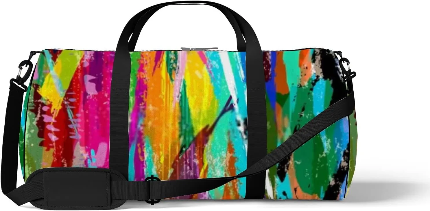 Abstract Background Composition Paint Strokes Splashes Sports Bag Tote Bag Waterproof Gym Bag with Shoulder Strap Zipper 2 Side Pockets for Men and Women, Travel and Storage Shoulder Bag.