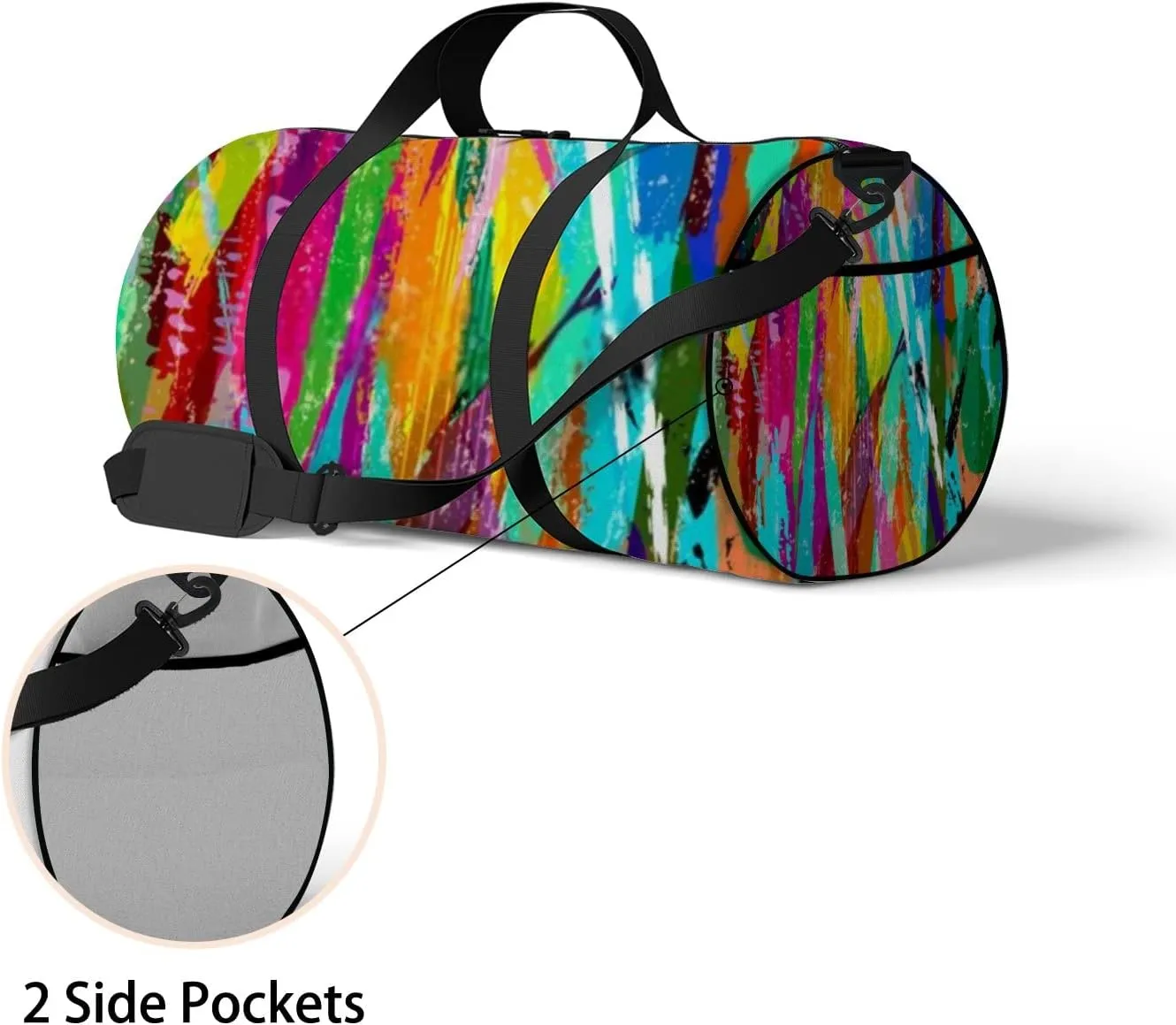 Abstract Background Composition Paint Strokes Splashes Sports Bag Tote Bag Waterproof Gym Bag with Shoulder Strap Zipper 2 Side Pockets for Men and Women, Travel and Storage Shoulder Bag.