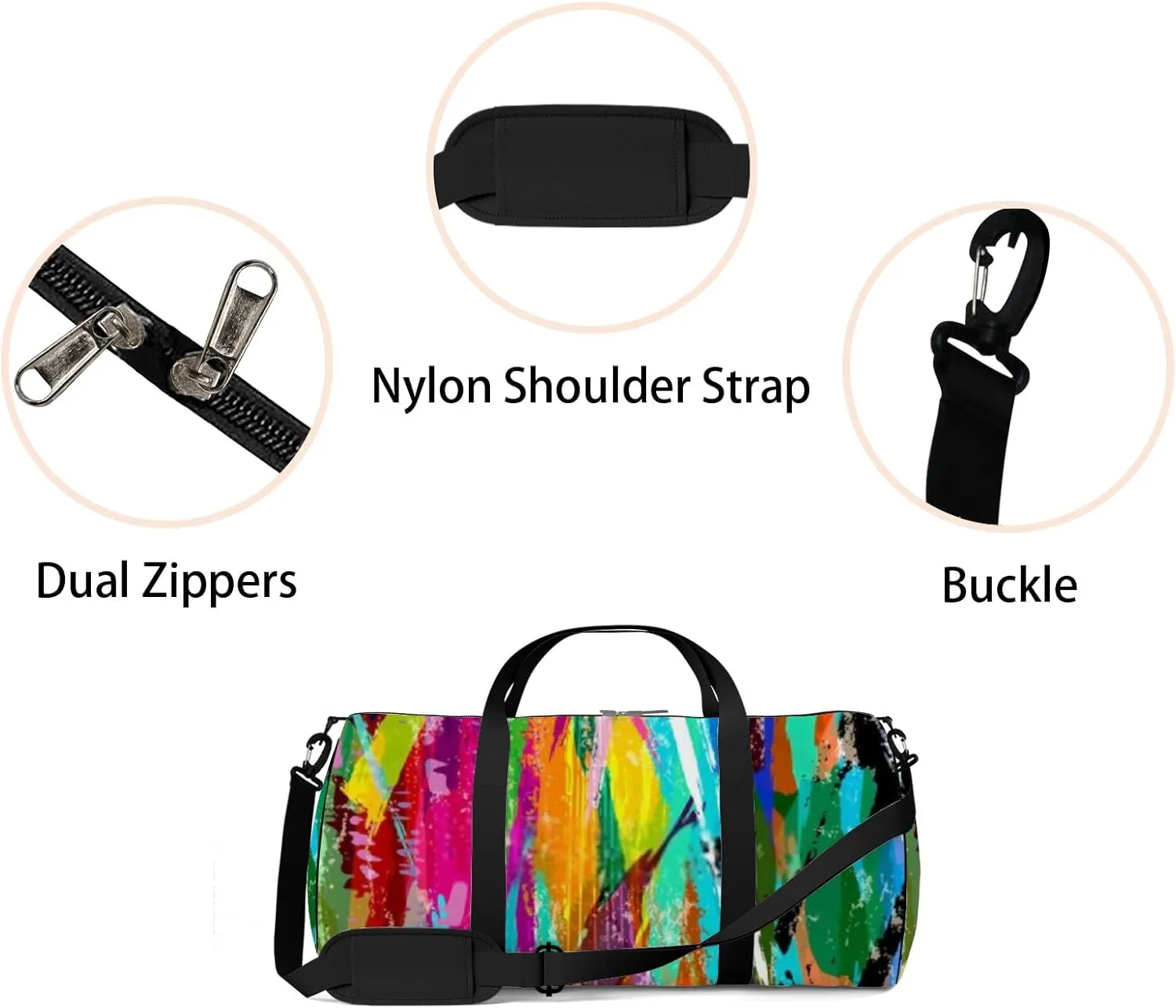 Abstract Background Composition Paint Strokes Splashes Sports Bag Tote Bag Waterproof Gym Bag with Shoulder Strap Zipper 2 Side Pockets for Men and Women, Travel and Storage Shoulder Bag.