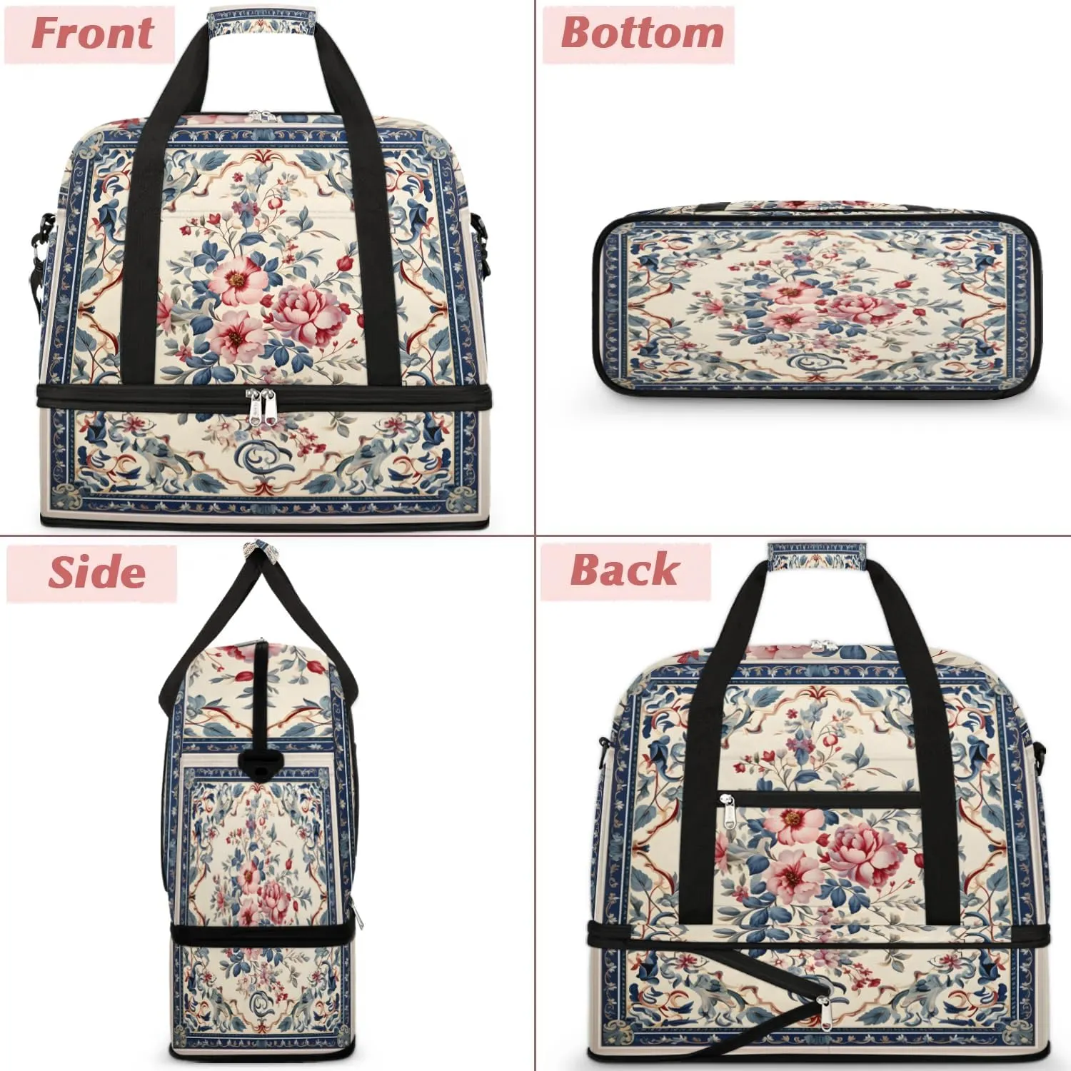 Abstract Boho Retro Patterns Travel Duffle Bag, Collapsible Travel Bag Sports Gym Bag With Shoes Compartment Weekender Bag Overnight Bag For Women Men