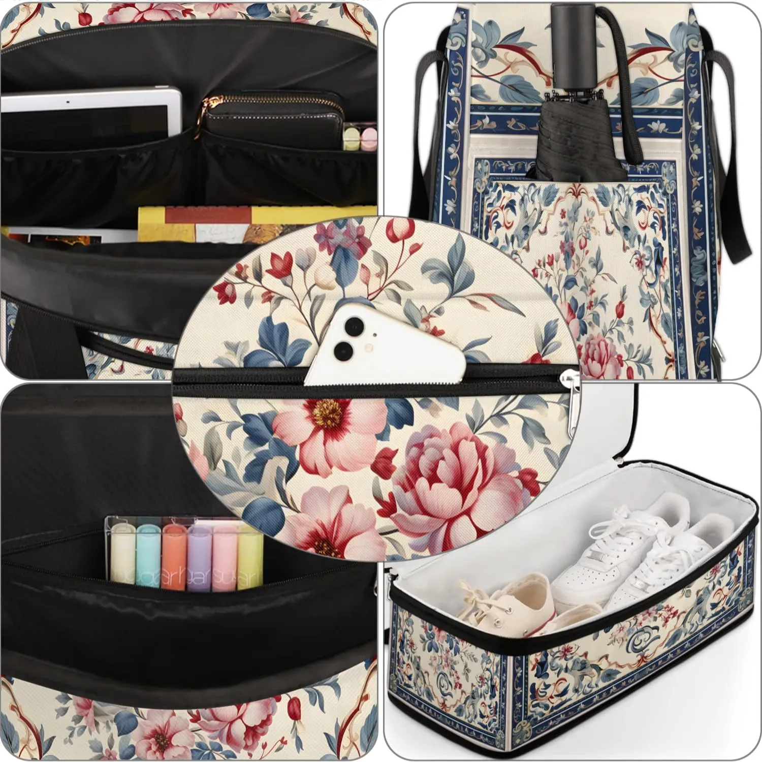 Abstract Boho Retro Patterns Travel Duffle Bag, Collapsible Travel Bag Sports Gym Bag With Shoes Compartment Weekender Bag Overnight Bag For Women Men