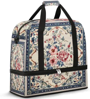 Abstract Boho Retro Patterns Travel Duffle Bag, Collapsible Travel Bag Sports Gym Bag With Shoes Compartment Weekender Bag Overnight Bag For Women Men