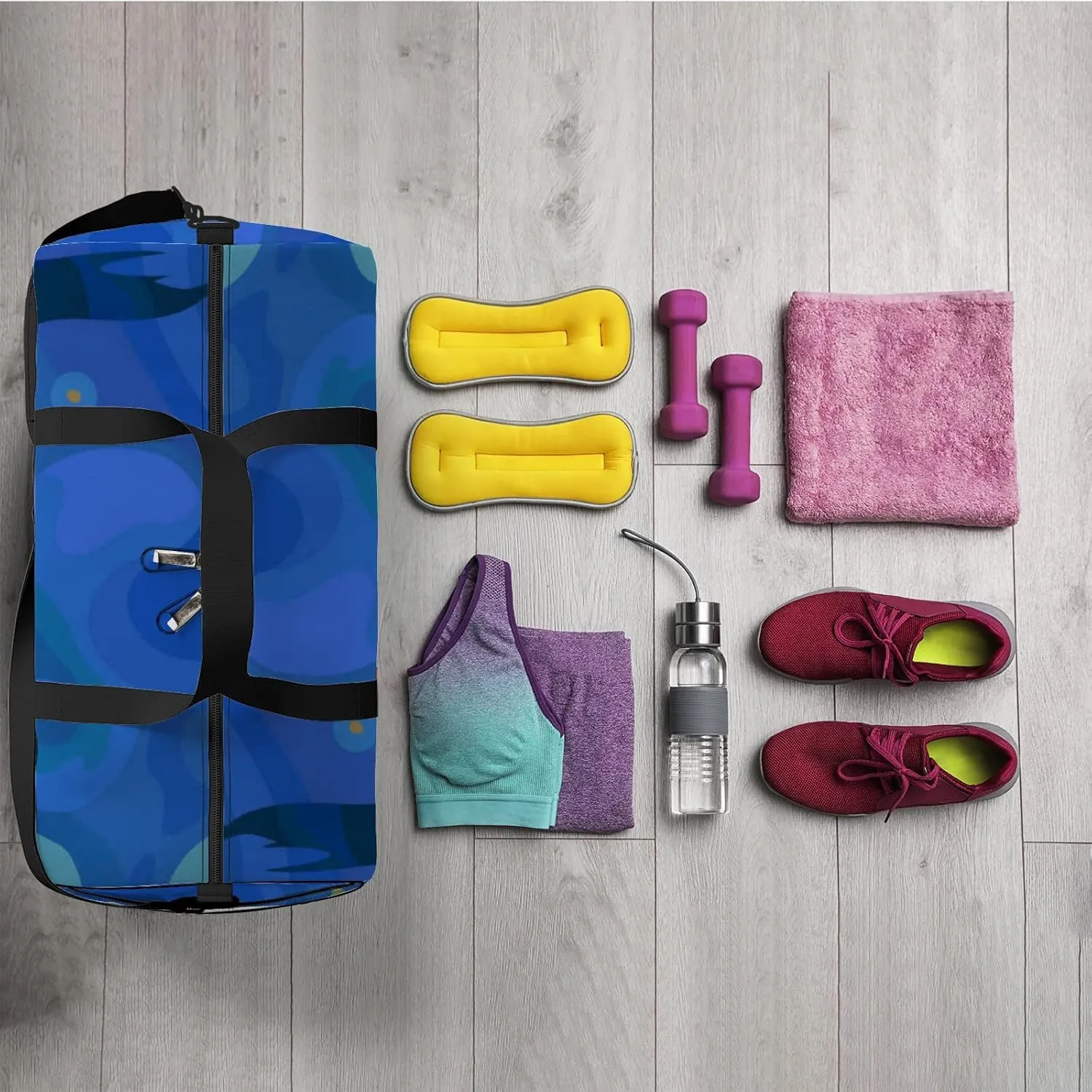 Abstract Forest Moon Star Sports Bag Tote Bag Waterproof Gym Bag with Shoulder Strap Zipper 2 Side Pockets for Men and Women, Travel and Storage Shoulder Bag.