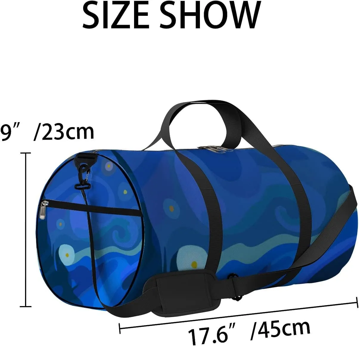 Abstract Forest Moon Star Sports Bag Tote Bag Waterproof Gym Bag with Shoulder Strap Zipper 2 Side Pockets for Men and Women, Travel and Storage Shoulder Bag.