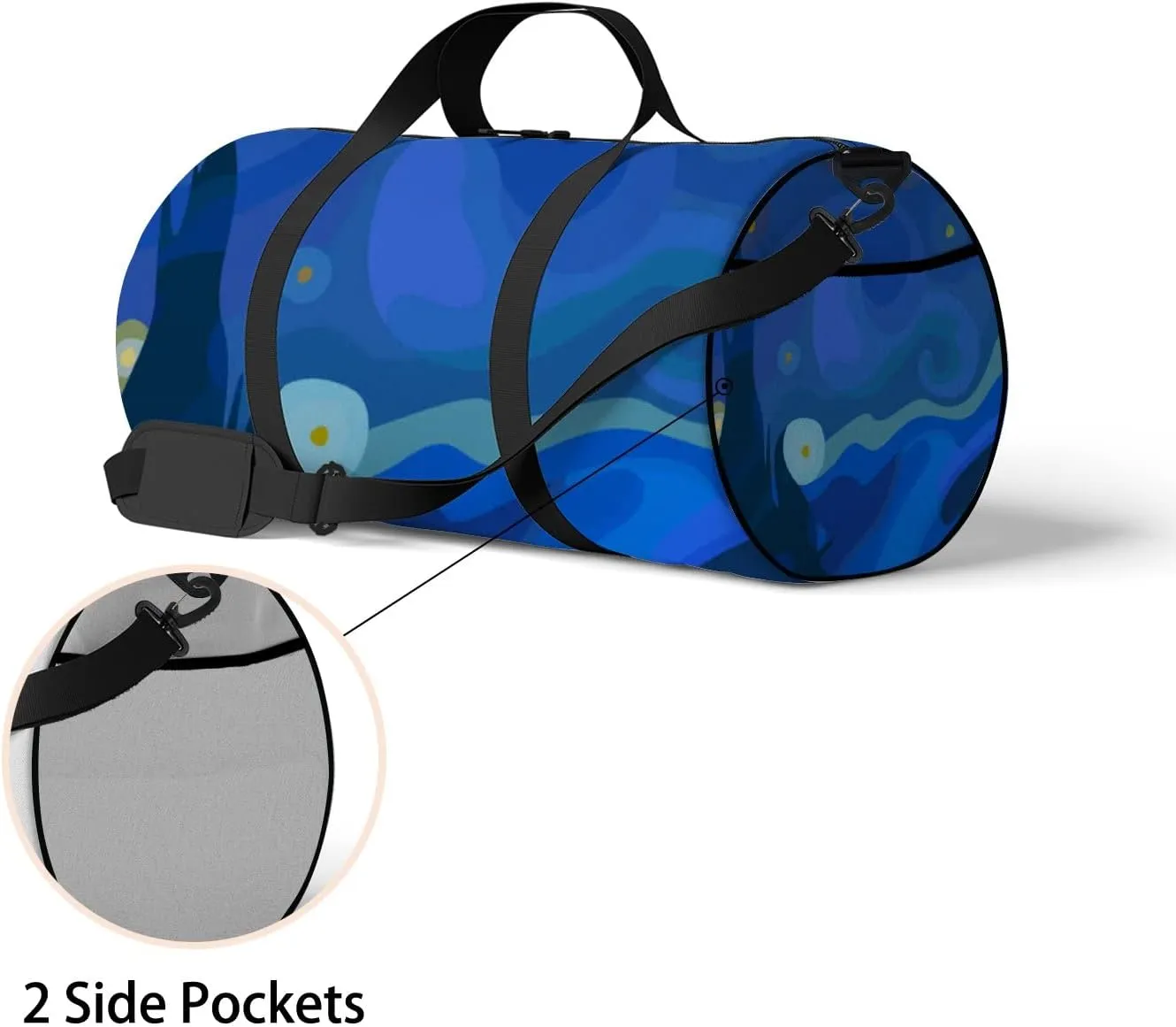 Abstract Forest Moon Star Sports Bag Tote Bag Waterproof Gym Bag with Shoulder Strap Zipper 2 Side Pockets for Men and Women, Travel and Storage Shoulder Bag.