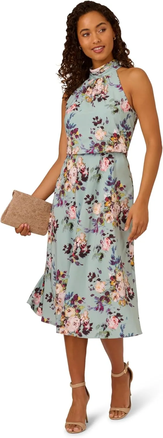 Adrianna Papell Women's Blouson Chiffon Midi Dress