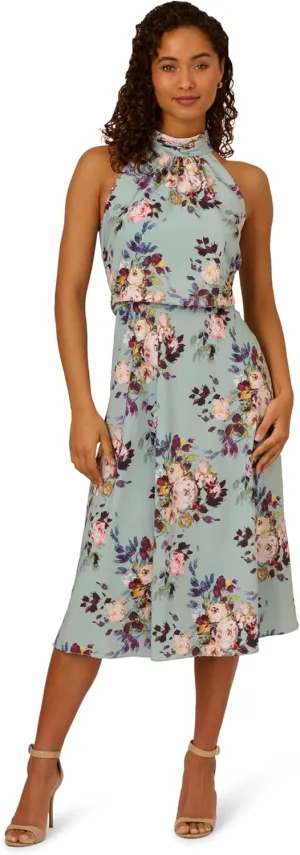 Adrianna Papell Women's Blouson Chiffon Midi Dress