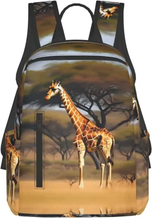 Africa Giraffe Majestic Tree Print Lightweight Backpack, Travel Bookbag College Bag,Laptop Backpack For Men Women