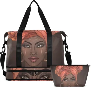 African American Woman(30) Travel Duffel Gym Sports Luggage Bag Expandable Large Capacity Sports Bag for Women and Men
