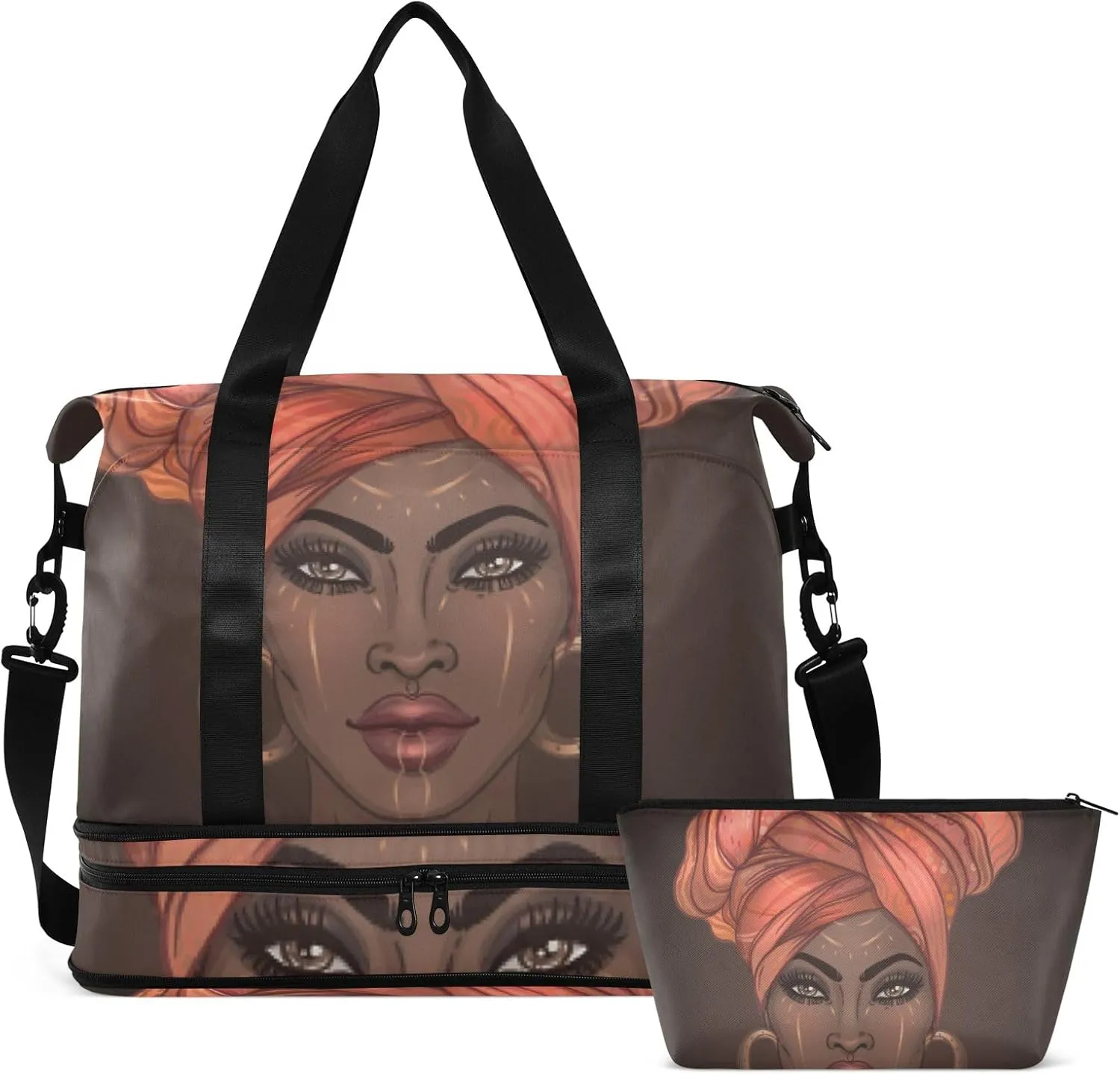African American Woman(30) Travel Duffel Gym Sports Luggage Bag Expandable Large Capacity Sports Bag for Women and Men