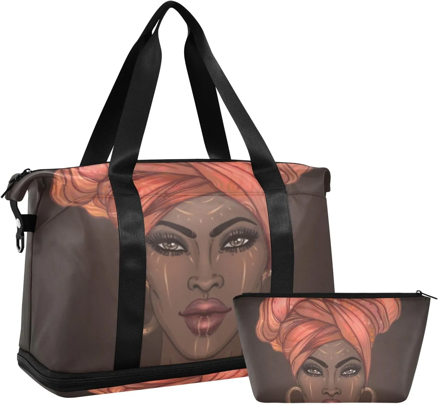 African American Woman(30) Travel Duffel Gym Sports Luggage Bag Expandable Large Capacity Sports Bag for Women and Men