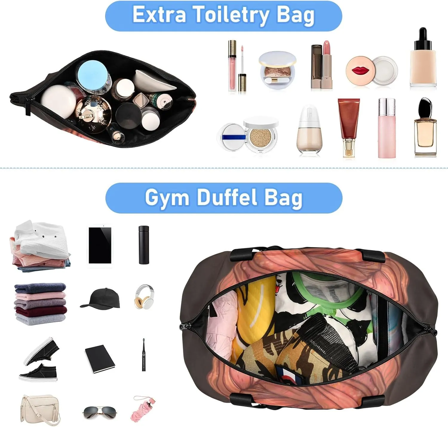 African American Woman(30) Travel Duffel Gym Sports Luggage Bag Expandable Large Capacity Sports Bag for Women and Men