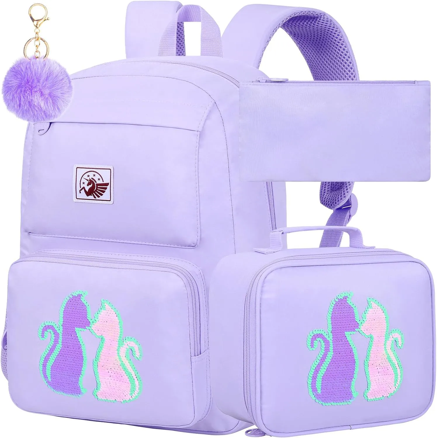 AGSDON 3PCS Backpack for Girls Set, Laptop College School Bookbag and lunch bog, Water Resistant Backpacks