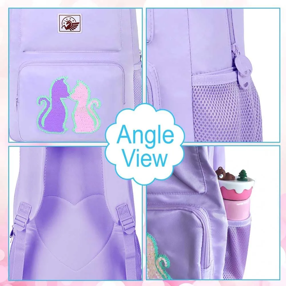 AGSDON 3PCS Backpack for Girls Set, Laptop College School Bookbag and lunch bog, Water Resistant Backpacks