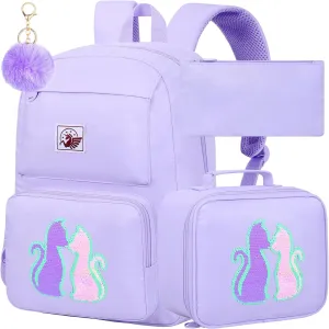 AGSDON 3PCS Backpack for Girls Set, Laptop College School Bookbag and lunch bog, Water Resistant Backpacks