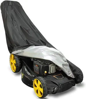 Ailelan Lawn Mower Cover 420D - Outdoor Push Mower Cover Waterproof Heavy Duty Lawn Mower Cover with Storage Bag & Drawstring, 75x26x43 inches, Black