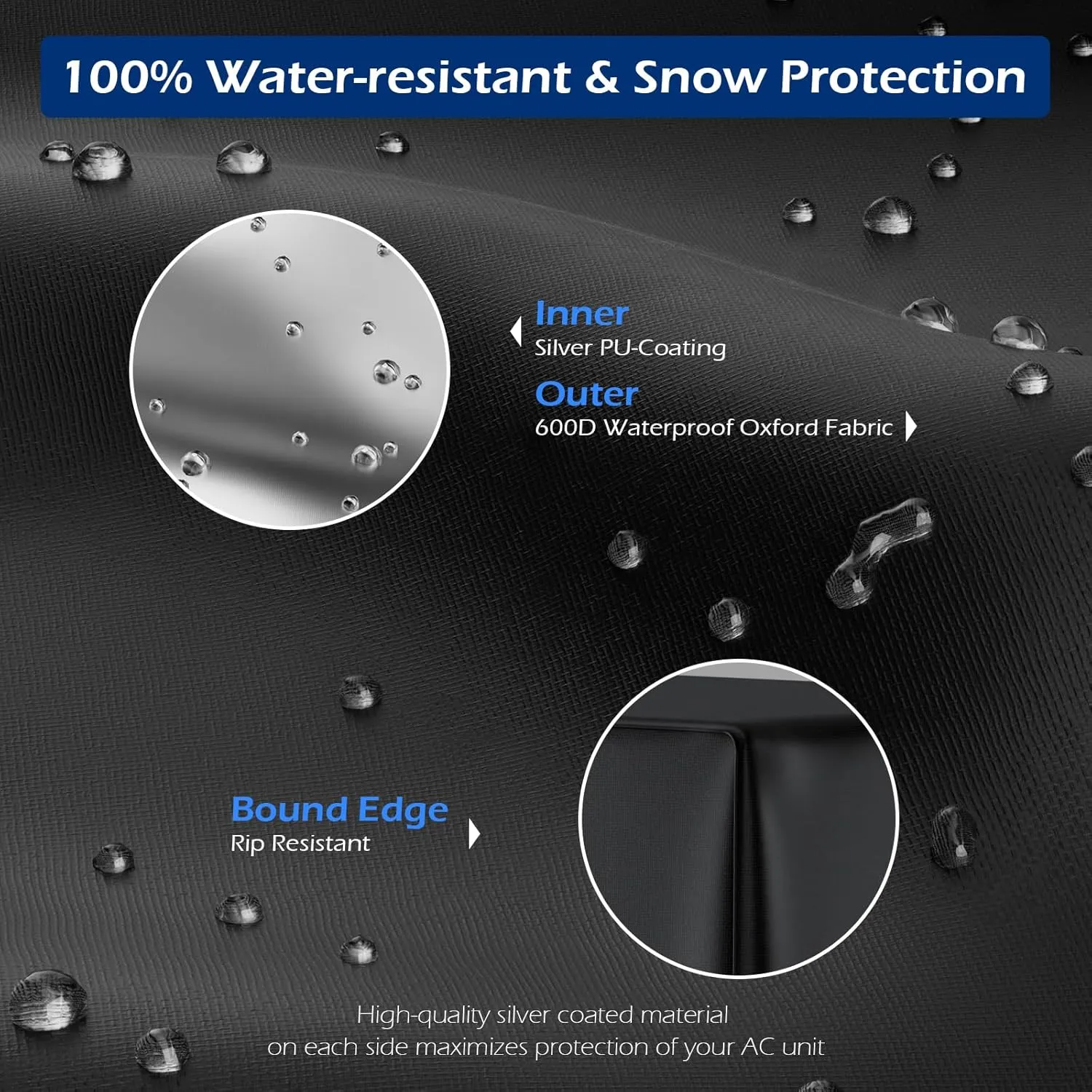 Air Conditioner Cover for Outside -600D Waterproof AC Units Cover Outdoor for Winter Fits Up to 32 x 32 x 36 Inches